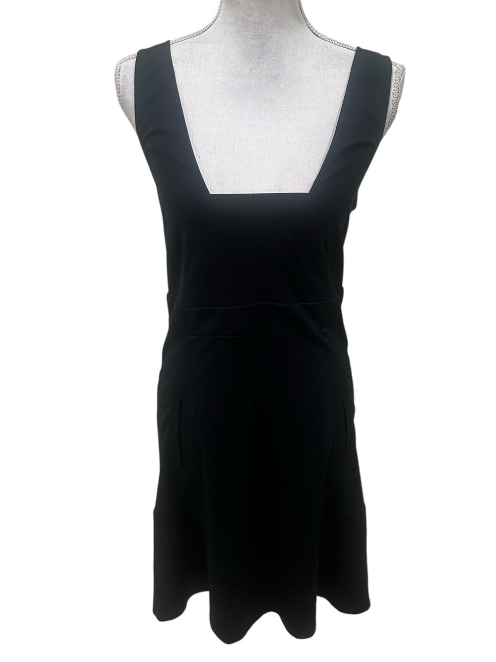 Theory Black Ponte knit Square-Neck above the knee Dress jumper size large